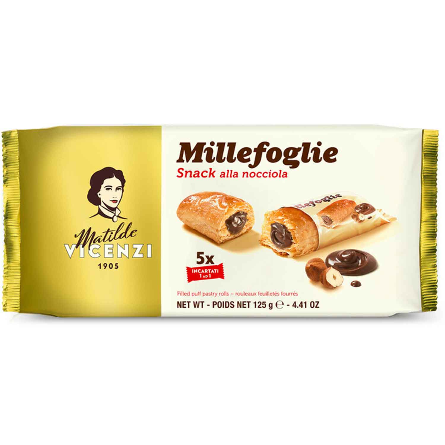 Millefoglie Snack alla nocciola 125g (5 Stück)
