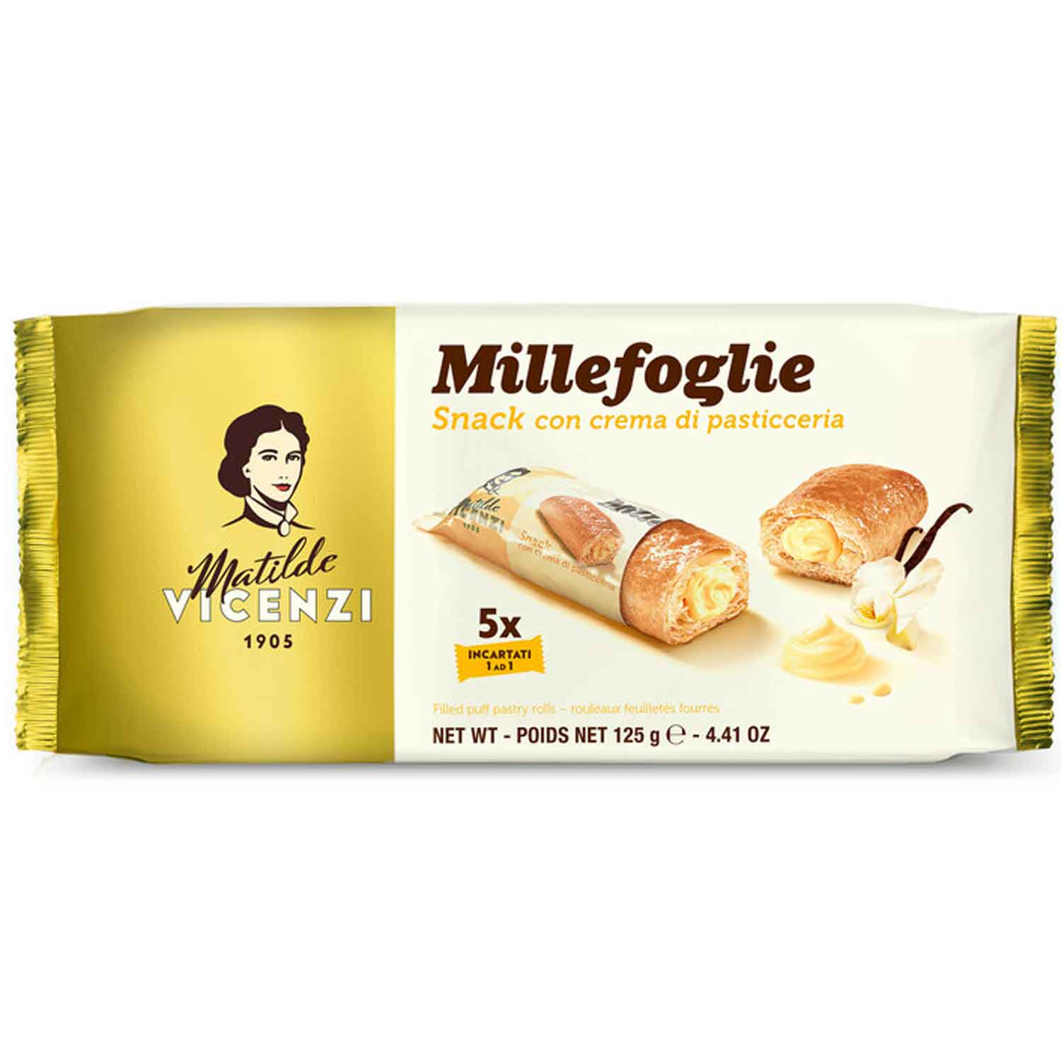 Millefoglie Snack con crema di Pasticceria 125g (5Stück)